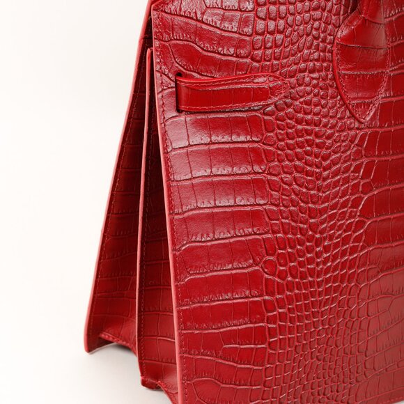 Teddy Blake Kate Red Croco Embossed Leather Handbag - Picture 6 of 11